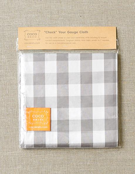 CHECK YOUR GAUGE CLOTH // cocoknits.sbs //
Use this cloth under or over your hand-knits while blocking to ensure correct measurements. Gingham checks have been woven to 1" squares for use as a two-dimensional ruler.